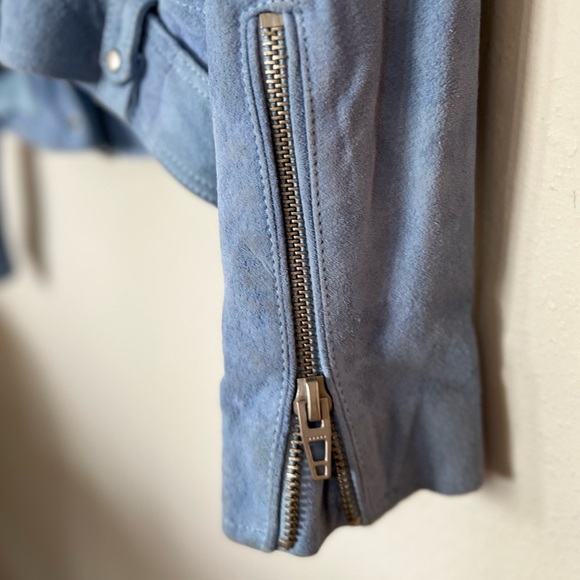 BlankNYC Genuine Suede Moto Jacket - Size Medium - Light Blue - Picture 9 of 17